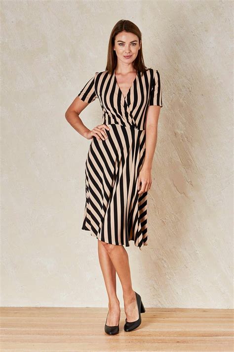 Leina Broughton Flora Stripe Dress Womens Knee Length Dresses