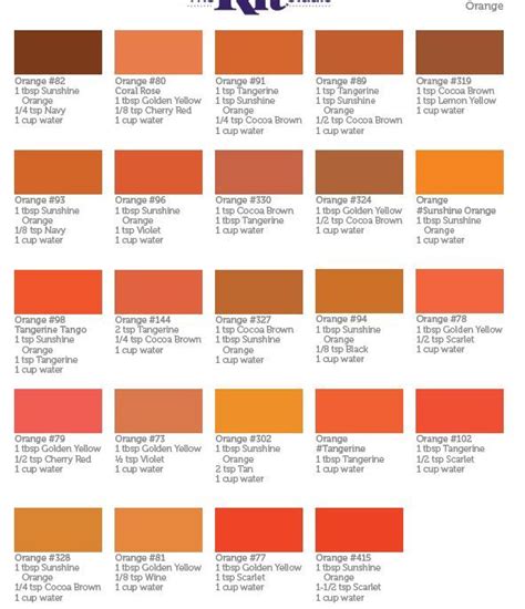 Orange Diy Dye Rit Dye Colors Chart Tie Dye Diy