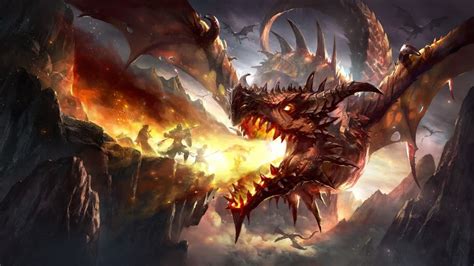 Fantasy Epic Battle Dragon Fire Breath 4k 410 Wallpaper