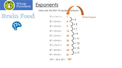 Whole Numbers Exponents Perfect Squares And Square Roots Youtube