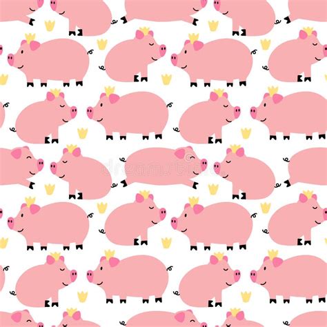 Cute Pigs Seamless Pattern Background Stock Vector Illustration Of