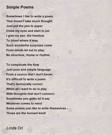 Simple Poems Poem by Linda Ori - Poem Hunter
