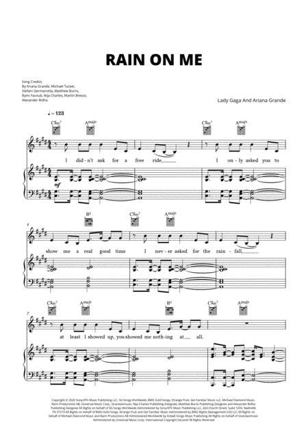 Lady Gaga And Ariana Grande Rain On Me Piano Voice Guitar Free Music Sheet Musicsheets Org