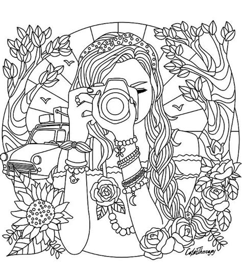 Girl Is Taking Photos Coloring Page Free Printable Coloring Pages For
