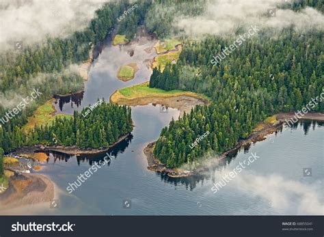 Aerial View Of Forests Lakes And Mist In The Tongass Temperate Rain