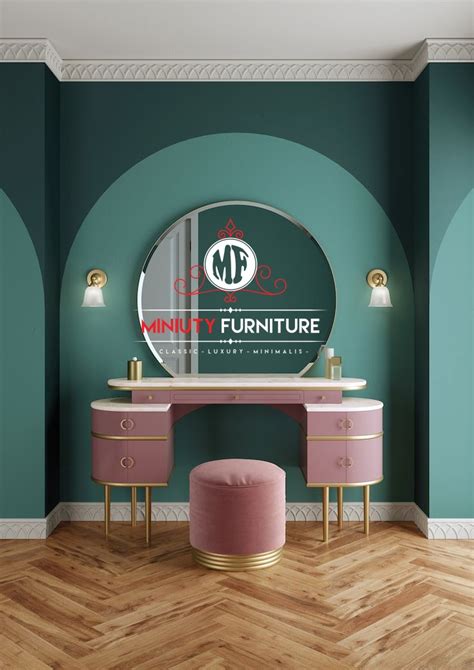 Meja Rias Cermin Bulat Pink Model Terbaru Miniuty Furniture