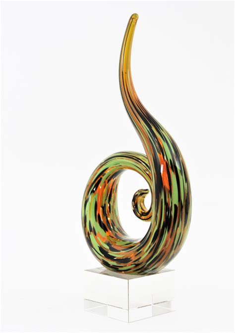 Murano Art Glass Spiral Shape Colorful Sculpture For Sale At 1stdibs