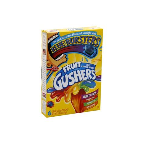Fruit Gushers Blue Bursters Fruit Flavored Snacks 1 Box 6 Pouches