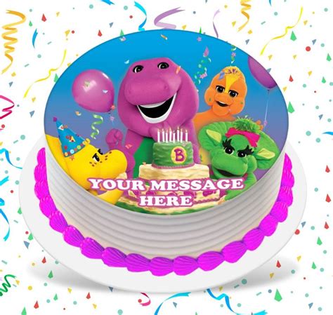 Barney Edible Image Cake Topper Personalized Birthday Sheet Custom