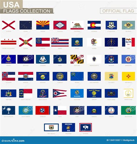 Banderas Del Estado De Los Estados Unidos De América Colección Oficial