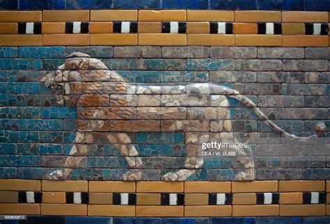 Lion Detail From Glazed Brick Tiles Depicting Mythological Animals