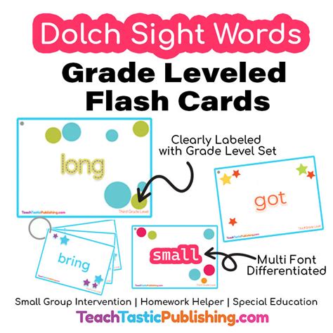 Dolch Sight Words Flash Card Sets 220 Words Teachtastic
