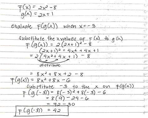 [solved] if f x 2x 2 − 8 and g x 2x 1 evaluate f g x when x