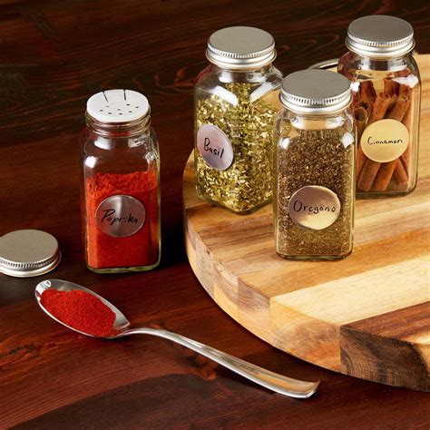 12 Deluxe Large Square Glass Spice Bottles 6 Oz Spice Jars With Silver Metal Lids Shaker Tops