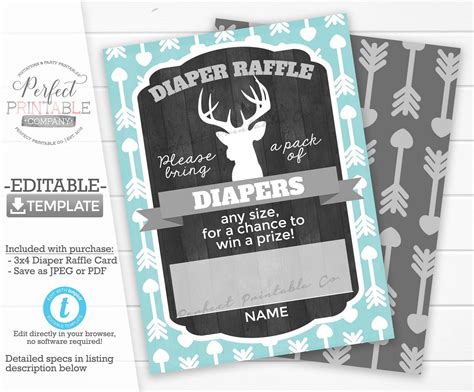Deer Antler Diaper Raffle Card Deer Antler Diaper Raffle | Etsy | Diaper raffle, Raffle, Printed ...