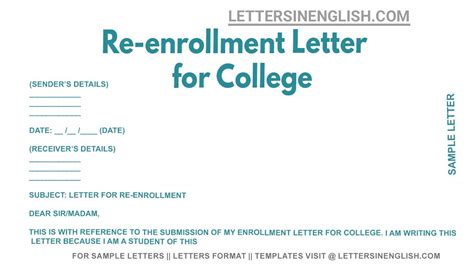 Re Enrollment Letter For College Sample Cover Letter For College Re