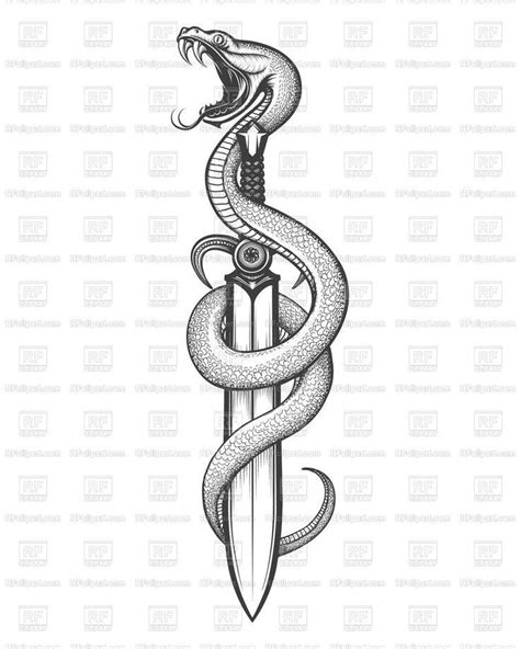 Snake And Sword Drawn In Tattoo Style Vector Image Vector