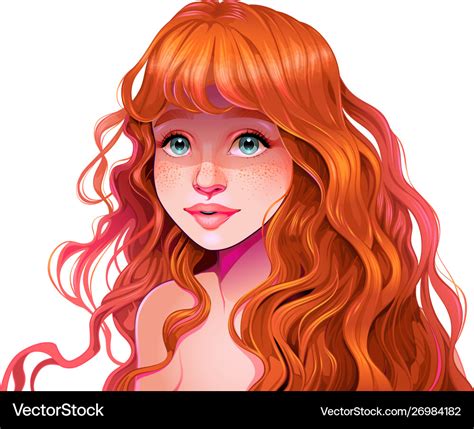 cartoon drawing of girl with red hair