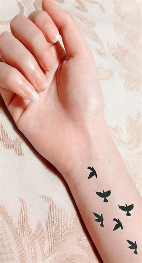 Chenoa Flying Bird Sparrow Silhouette Temporary Tattoo Minimalist