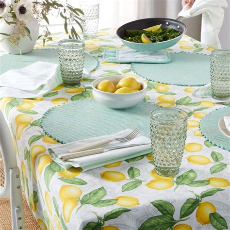 Martha Stewart Whiteyellow Cotton Rectangle Tablecloth In The