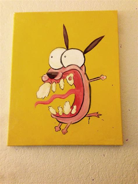 Courage The Cowardly Dog Painting Mini Canvas Art Cute Canvas