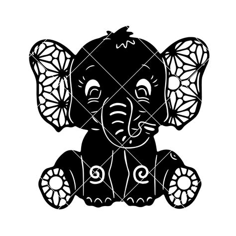 Baby Elephant Digital Cut Files Svg Dxf Eps Png Cricut Vector
