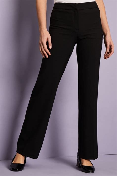 Womens Linen Blend Straight Leg Trousers Black Simon Jersey
