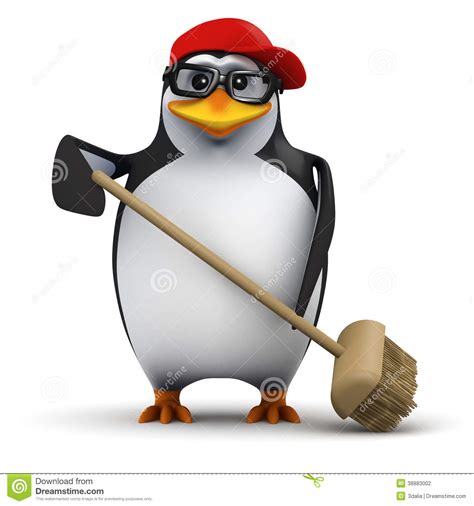 There is no other way to meet them on club penguin when not at a party. 3d Cleaner penguin stock illustration. Illustration of ...