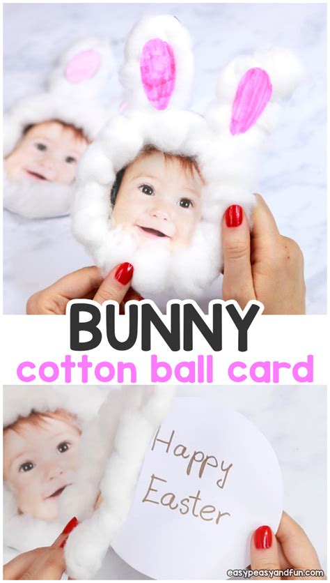 Cotton Ball Bunny Craft Diy Easter Card Bunny Crafts Easter Bunny