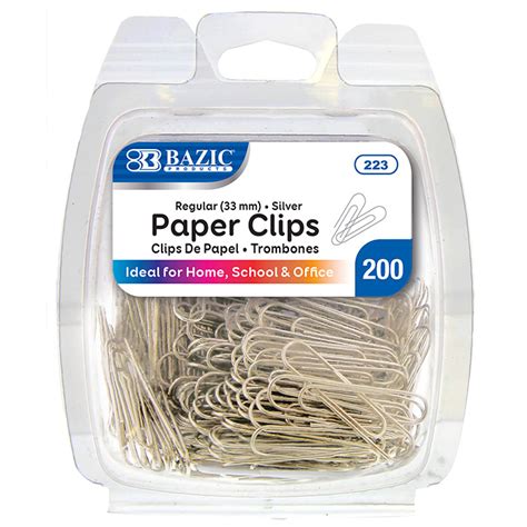 Bazic No1 Regular 33mm Silver Paper Clips 200pack Bazic Products