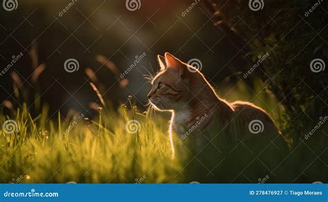 Timeless Grace in Golden Hour S Embrace: an Exquisite Cat Stock