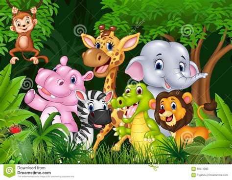Cute Safari Animal In The Jungle Cartoon Vector
