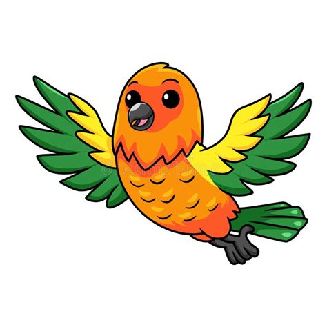 Cute Sun Conure Parrot Cartoon Flying Stock Illustration Illustration