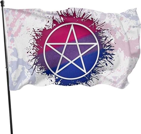 Unieek Bisexual Pride Pentacle Pagan Wicca Flag Star Pentagram Themed