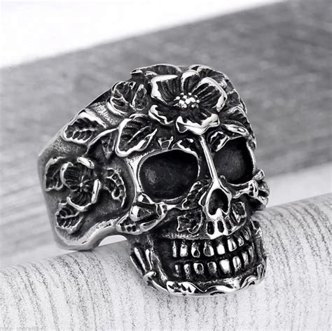 New Fashion Mens Silver Stainless Steel Skull Ring Gothic Punk Style