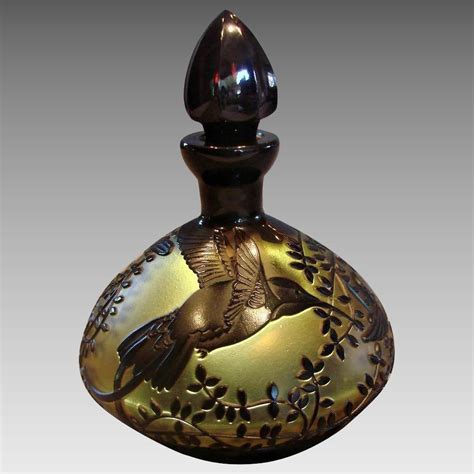 Bohemian Czech Cameo Amber Art Glass Perfume Bottle 3 Carved Darcy S Antique Treasures Ruby