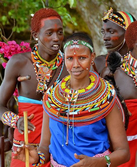 colourful maasai girl in traditional dress and beads at ukunda southcoast of kenya african
