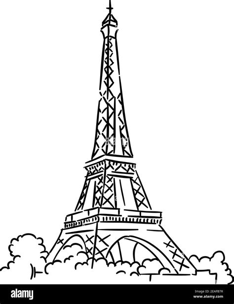 Eiffel Tower In Paris France Sketch Vector Illustration Stock Vector