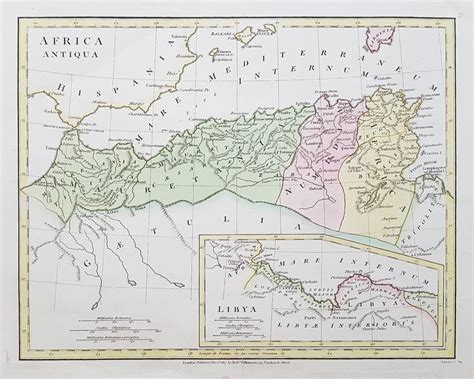 Antique Map Of Ancient North Africa Libya For Sale