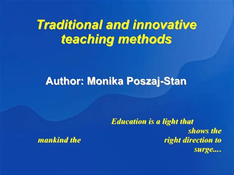Traditional And Innovative Teaching Methods