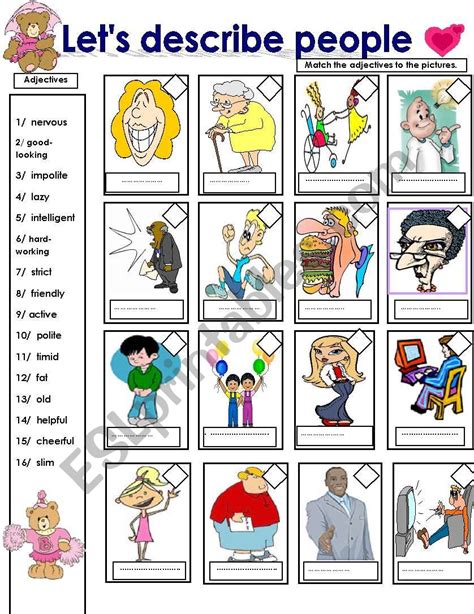 Let´s Describe People Esl Worksheet By Noussaangel