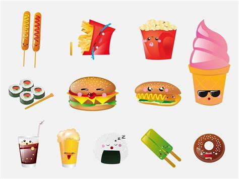 Cartoon Vector Footage Of Different Foods And Drinks With Various