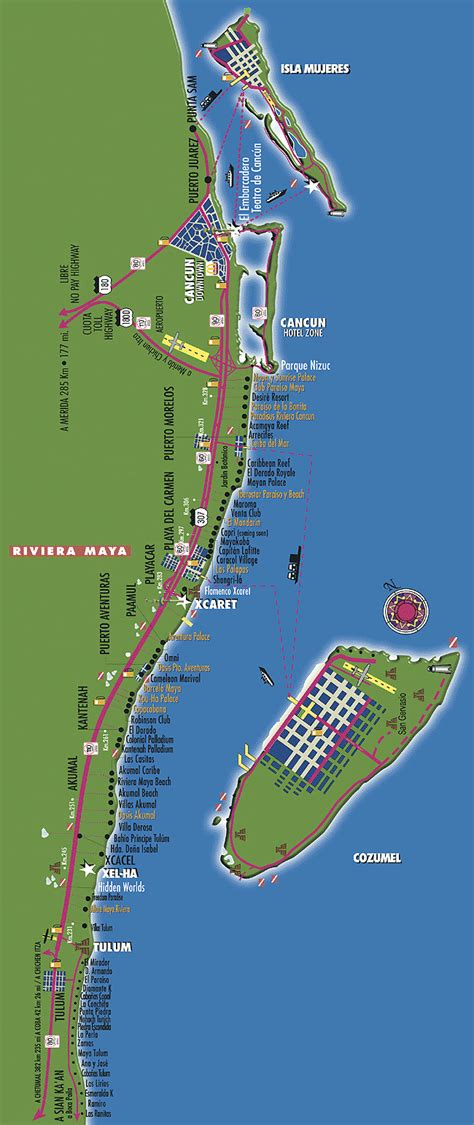 Mapas De Cancun Isla Mujeres Cozumel Riviera Maya
