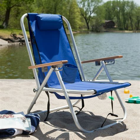 Zimtown Backpack Beach Chair Folding Portable Chair Blue Solid