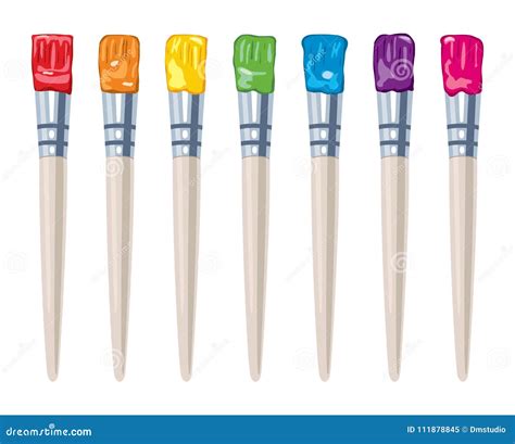 Vector Set Of Artist Colorful Paint Brushes Stock Vector Illustration