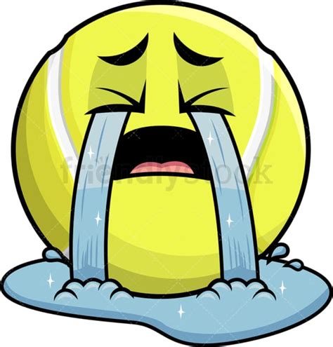 Teared Up Sad Tennis Ball Emoji Cartoon Clipart Vector Friendlystock