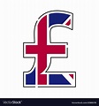 Uk pound symbol united kingdom currency with flag Vector Image