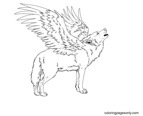Winged Wolf Printable Coloring Page Free Printable Coloring Pages