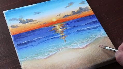 Beginner Easy Acrylic Paintings Beach Coloring Disney