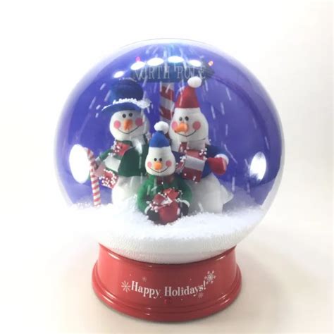 Gemmy Animated Christmas Table Top 12in Snow Globe Music Lights Snowman